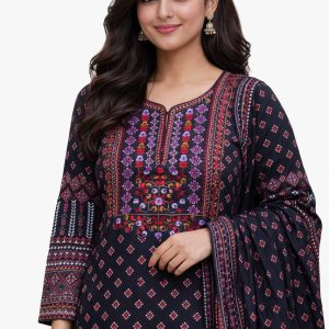 Embroidered dark cotton salwar kameez 3pcs for women Bangladesh